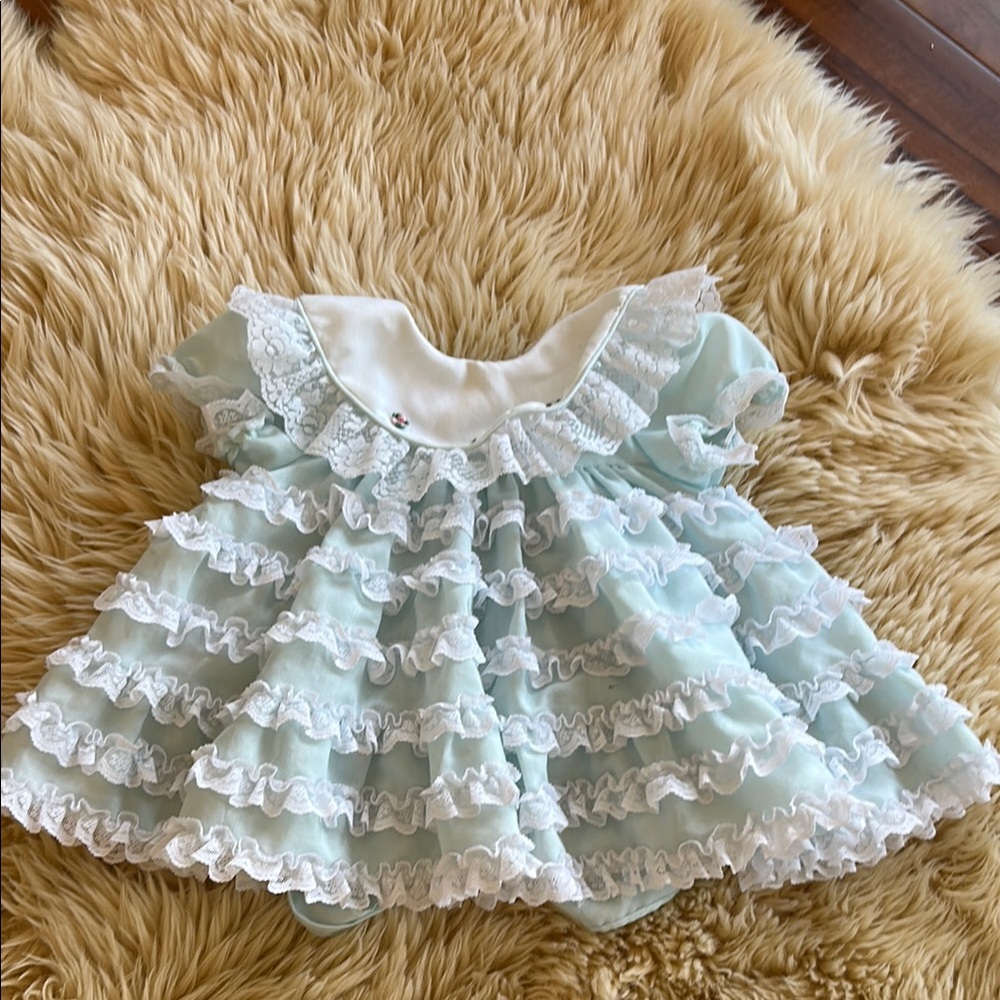 Elegant Mint Green Ruffled Kids Dress